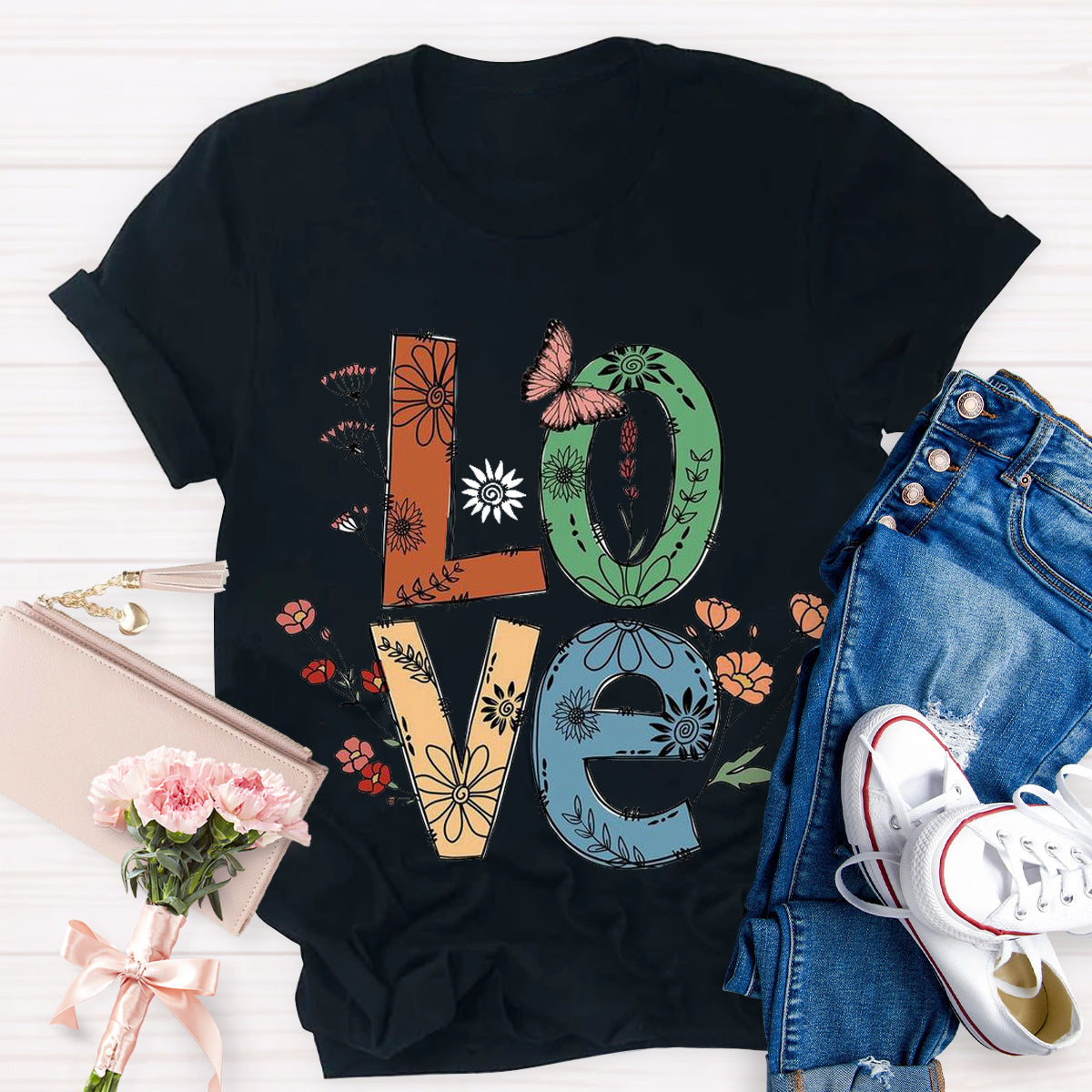 Vintage Floral Love T-Shirt