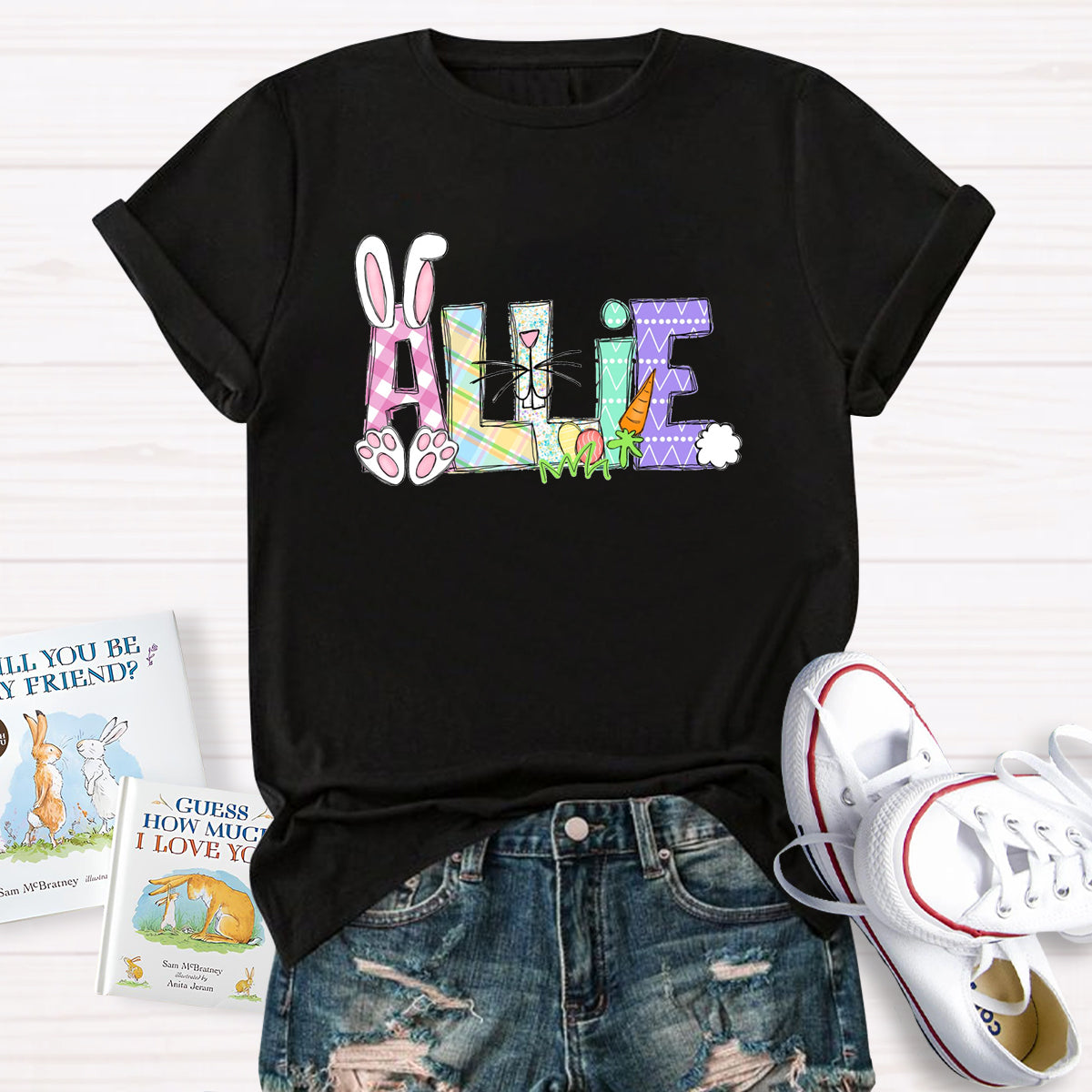 Personalized Name Easter Bunny Teacher T-Shirt