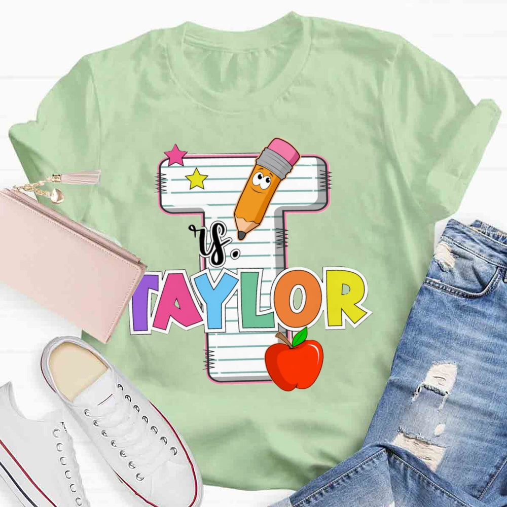 Personalized Teachers Initials Name T-shirt