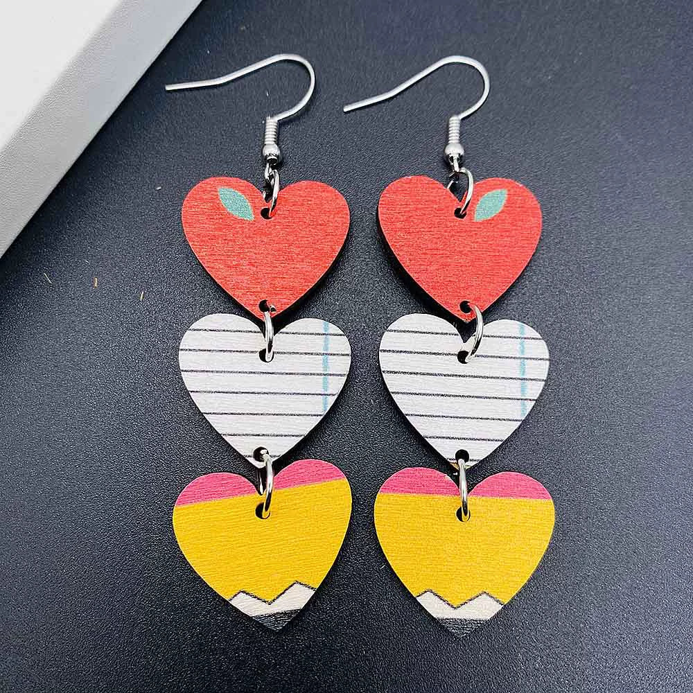 Book Pencil Wooden Earrings
