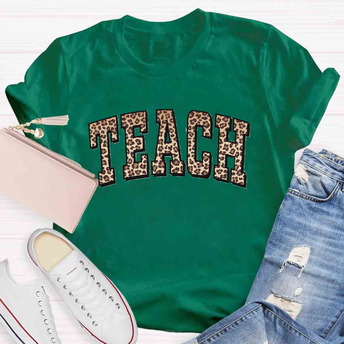 Leopard Teach Print  T-Shirt