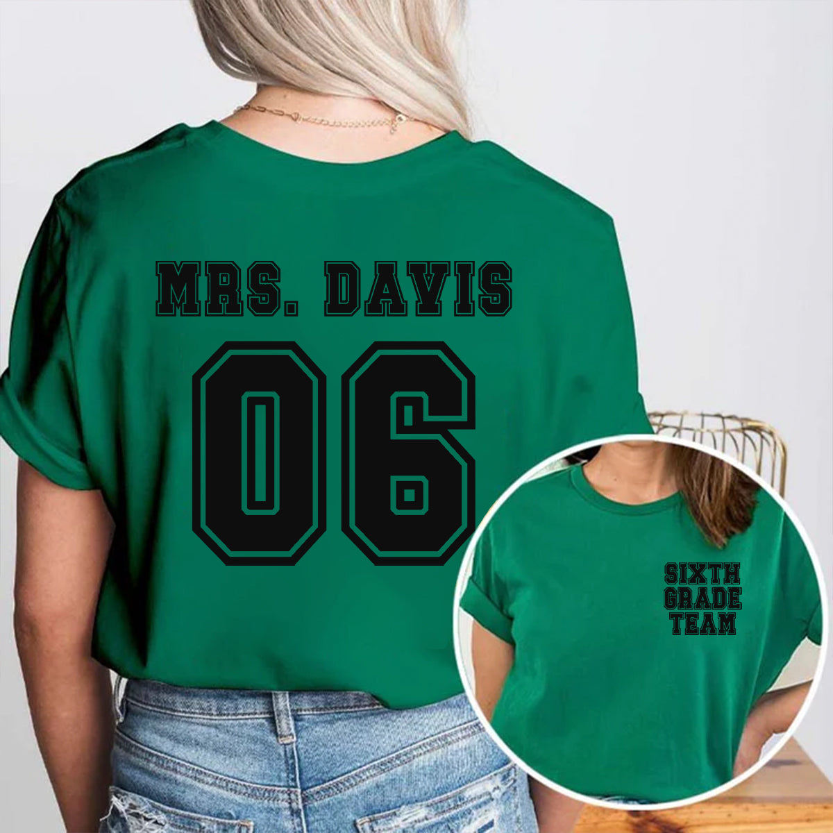 Personalized Grade And Name Team Double Printed T-shirt