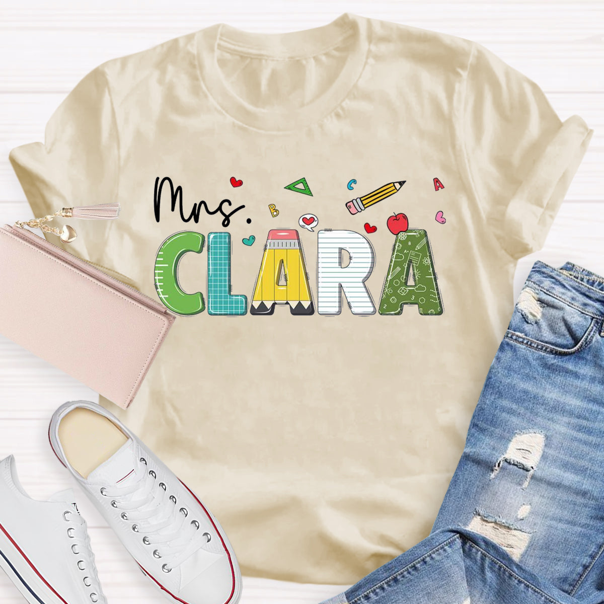 Personalized Name Mrs Clara Teacher T-Shirt