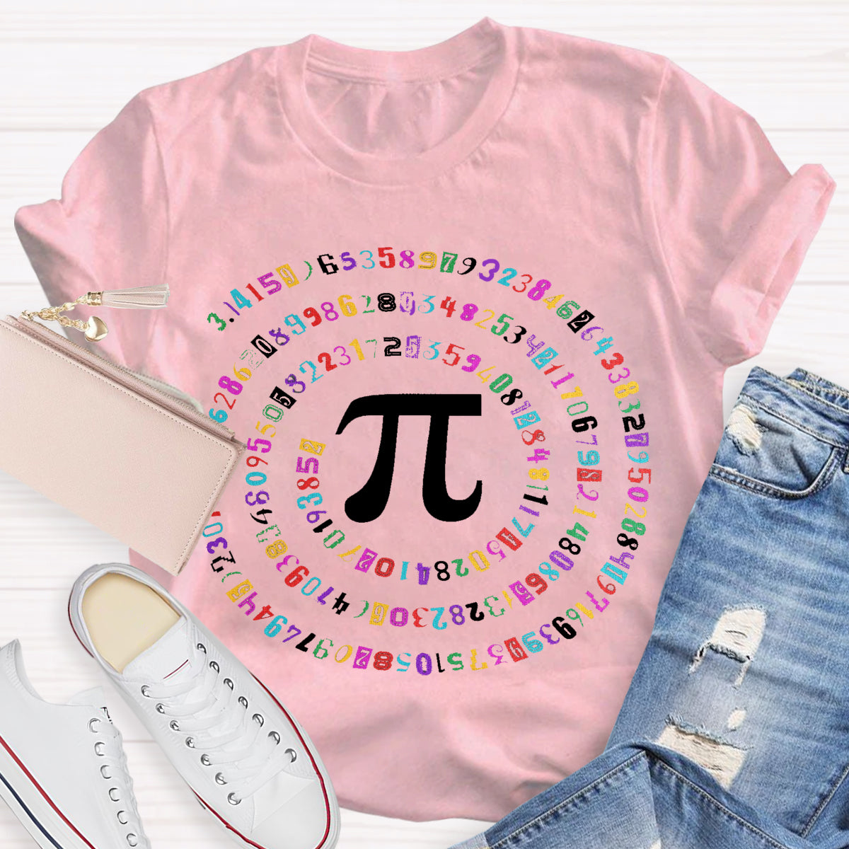 Happy Pi Day Colorful Pi Teacher T-Shirt