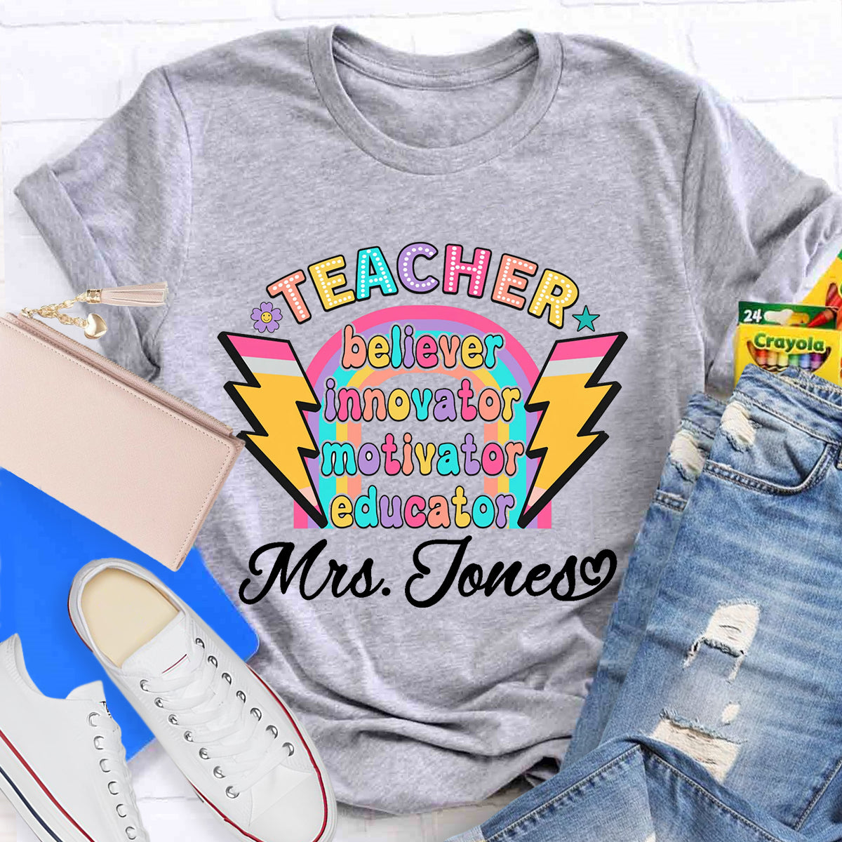 Personalized Name Teacher Believer Innovator Motivator T-Shirt