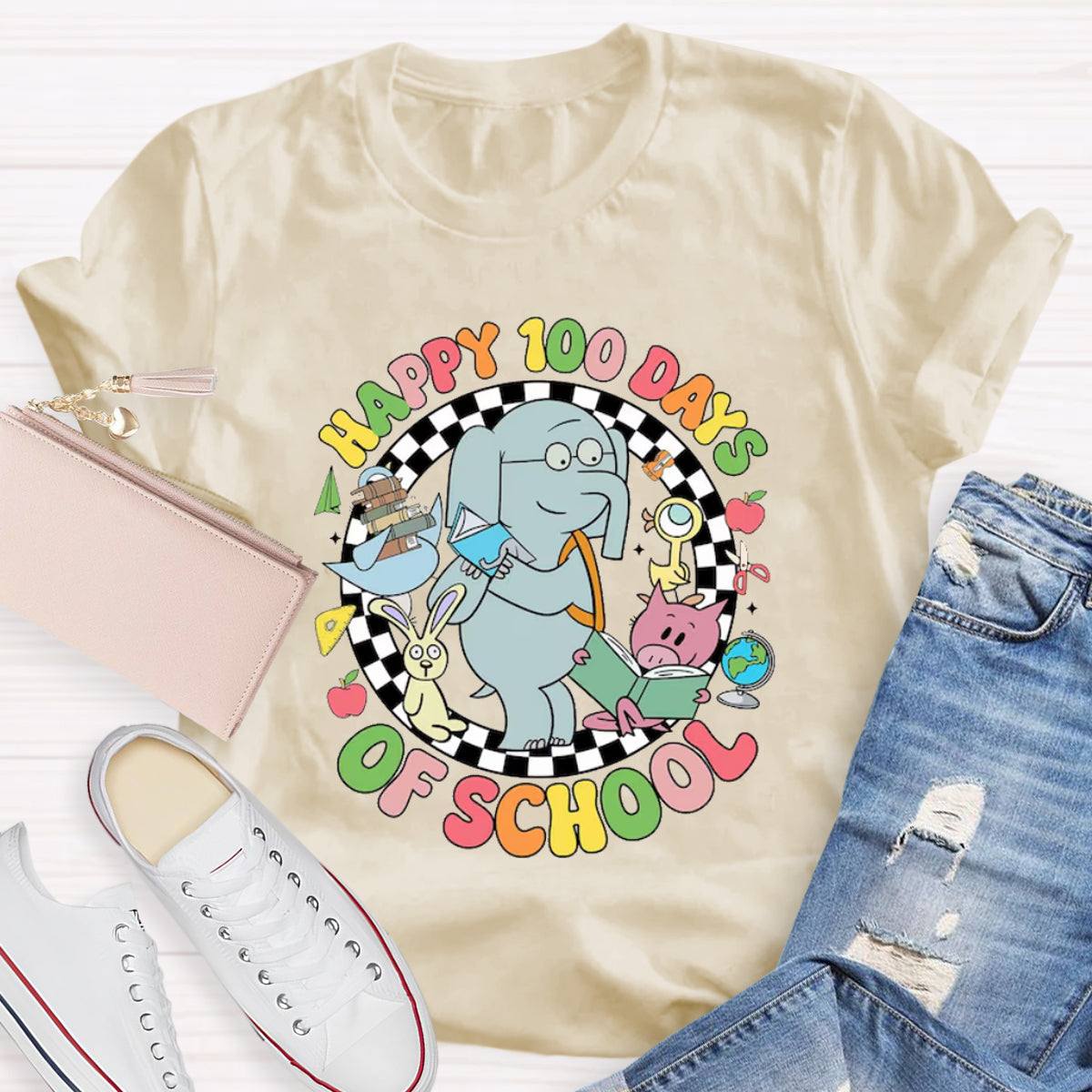 Happy 100 Days of School Elephant And Piggie Teacher T-Shirt