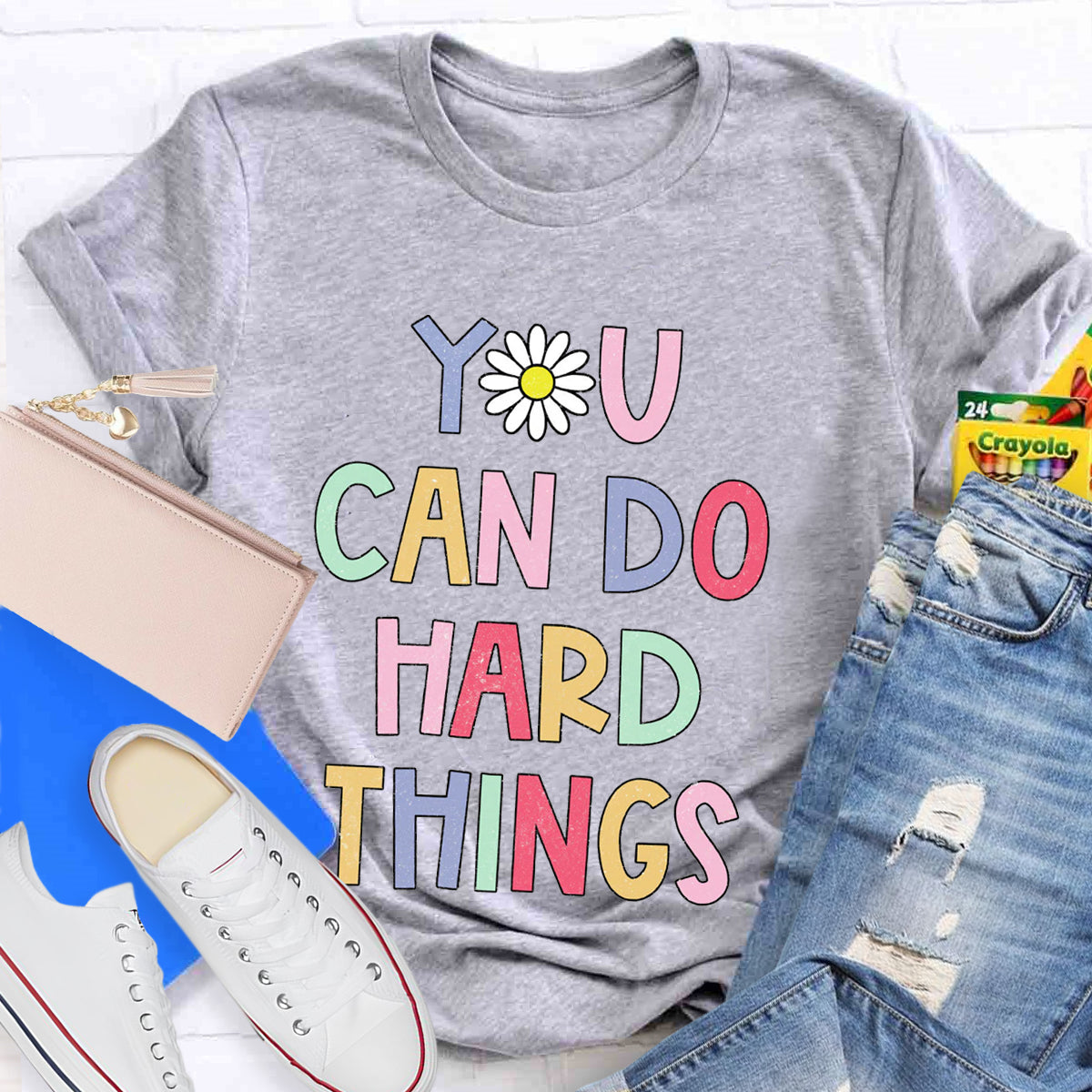 Floral You Can Do Hard Things T-shirt