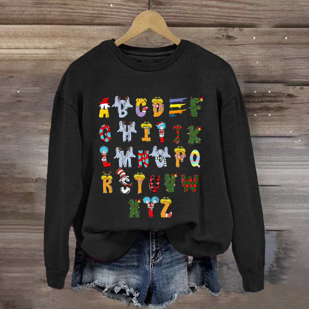 Christmas Doodle Alphabet Cat In The Hat Children's Book Sweatshirt