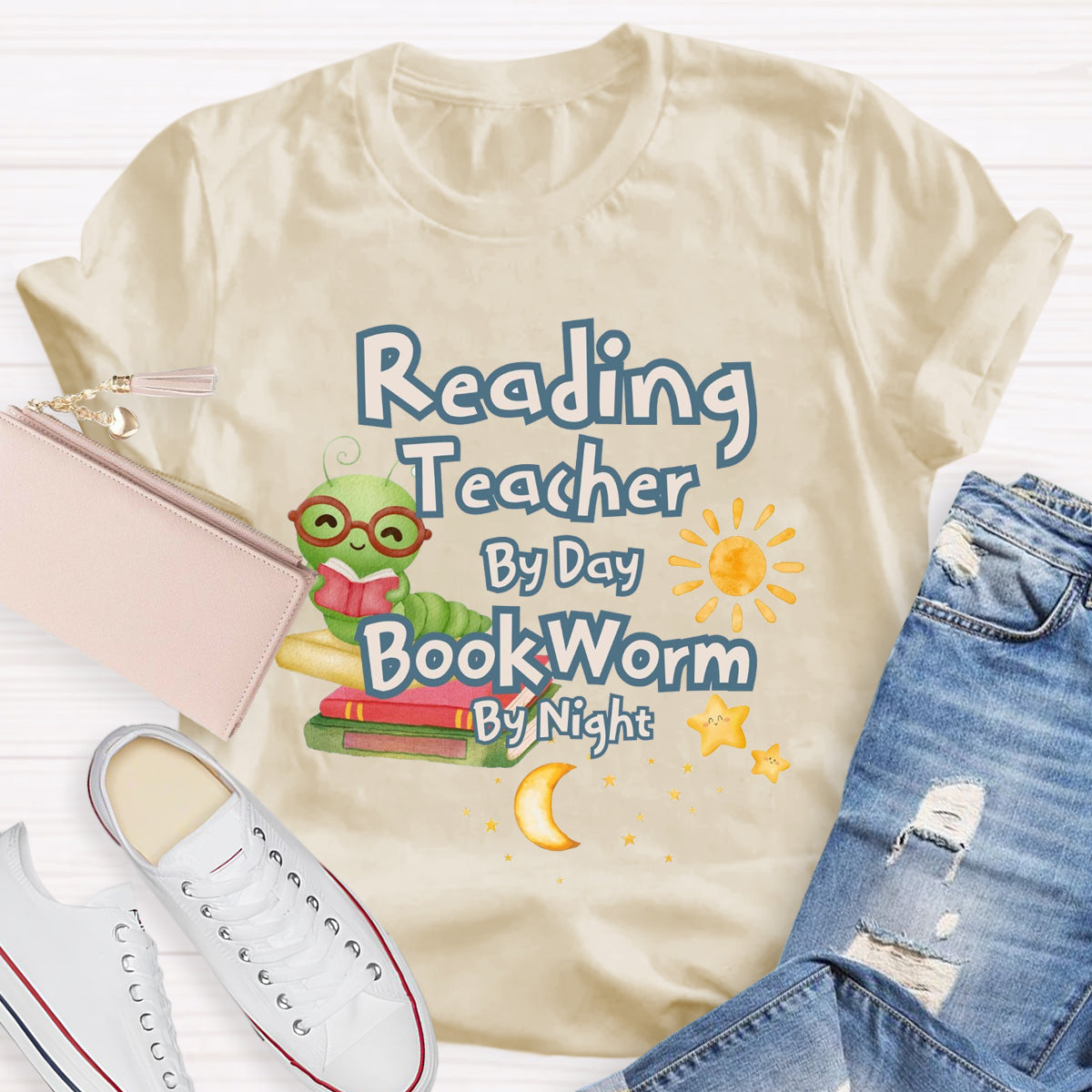 Reading Teacher By Day Bookworm By Night T-Shirt