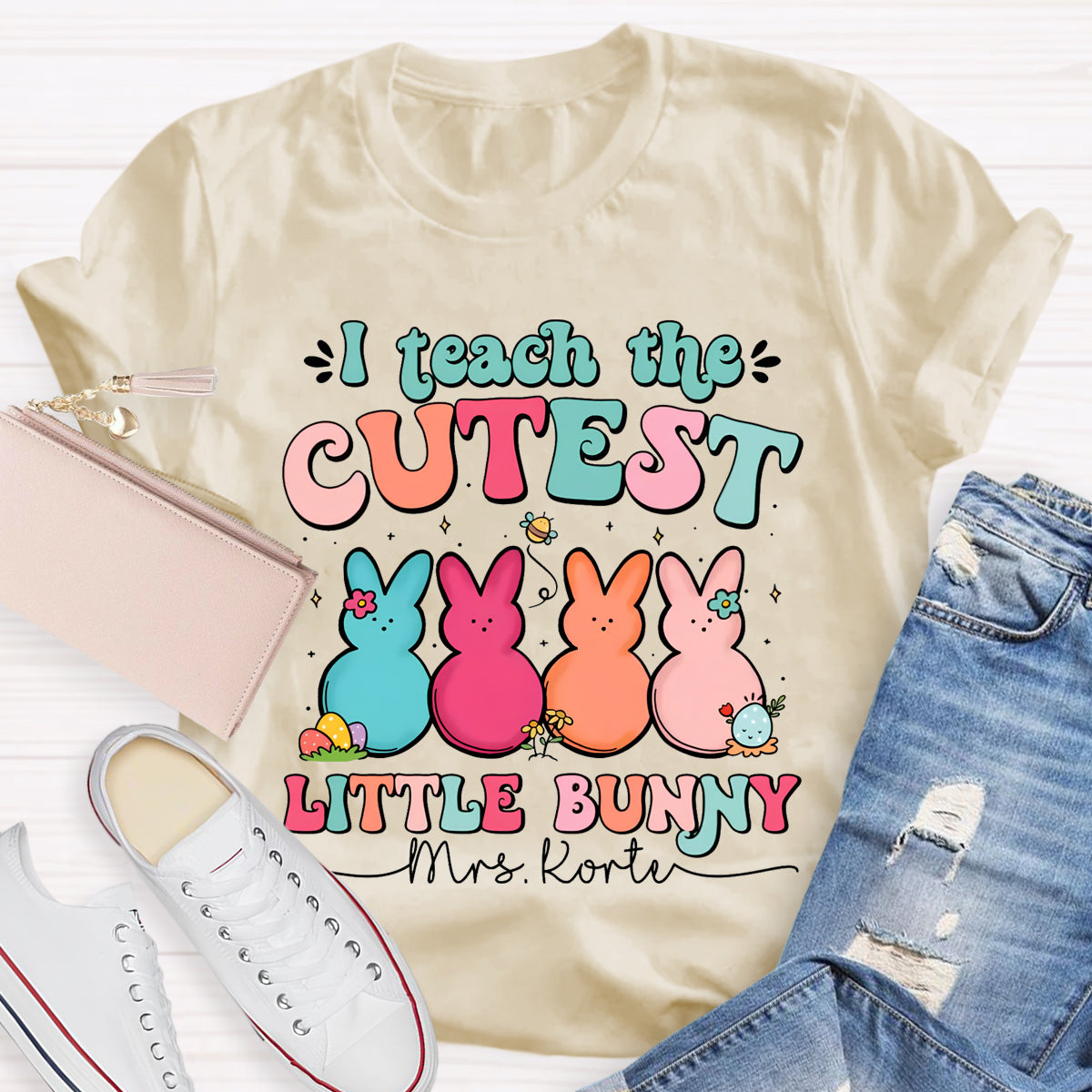 Personalized Name I Teach The Cutest Little Bunnies T-Shirt