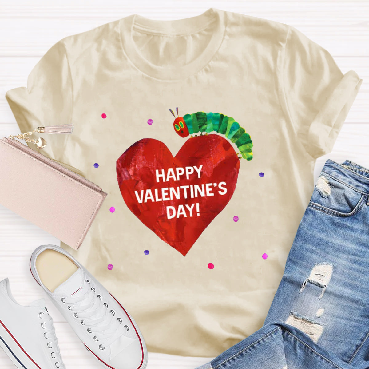 Happy Valentine's Day Caterpillar Heart T-Shirt