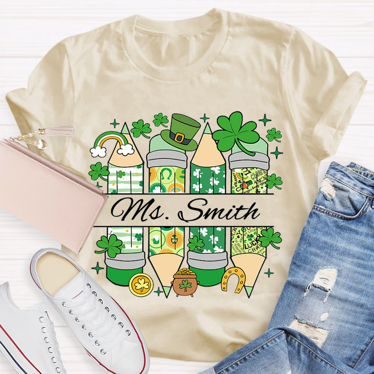 Personalized Name St. Patricks Day Teacher T-Shirt