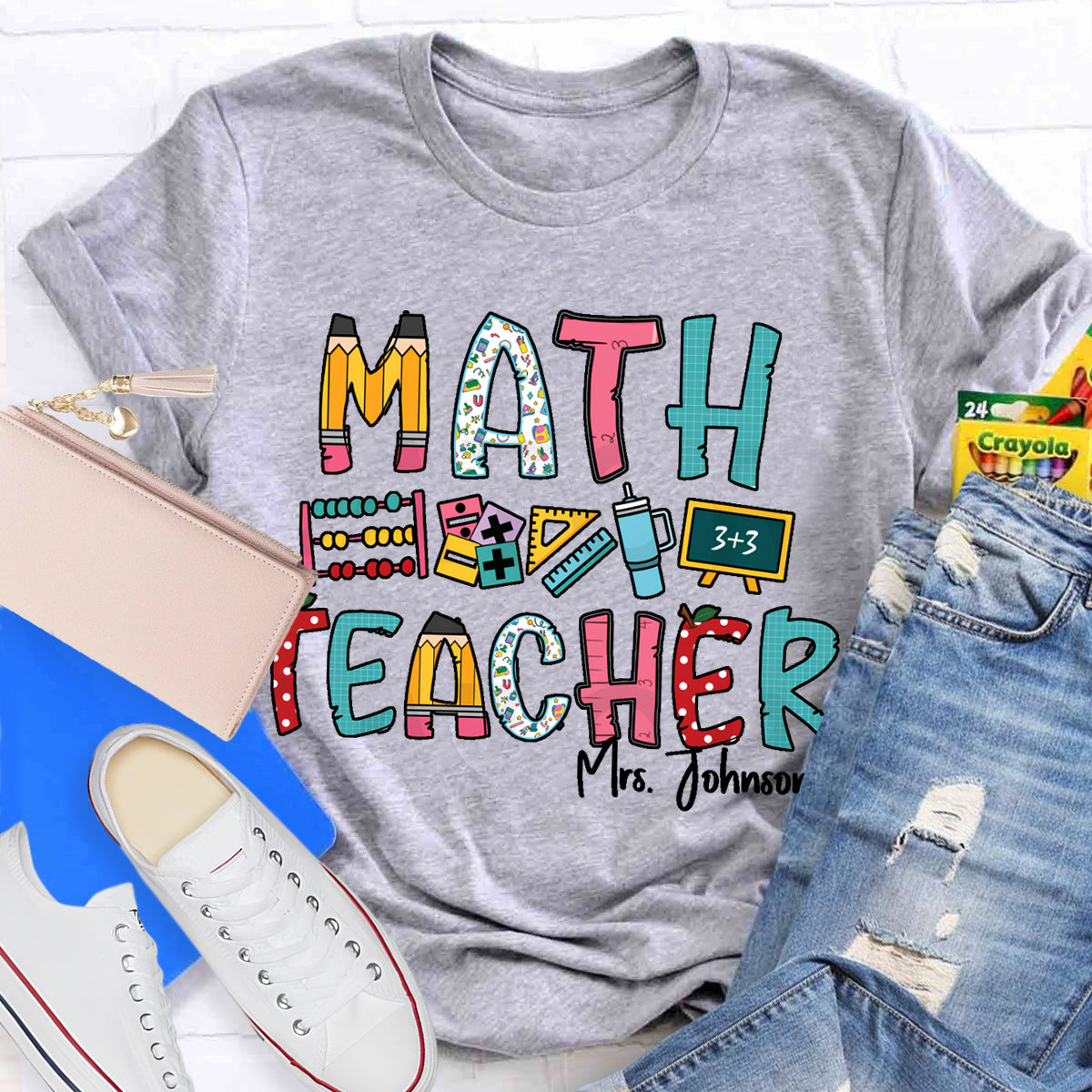 Personalized Math Teacher Name Mrs. Johnson T-Shirt