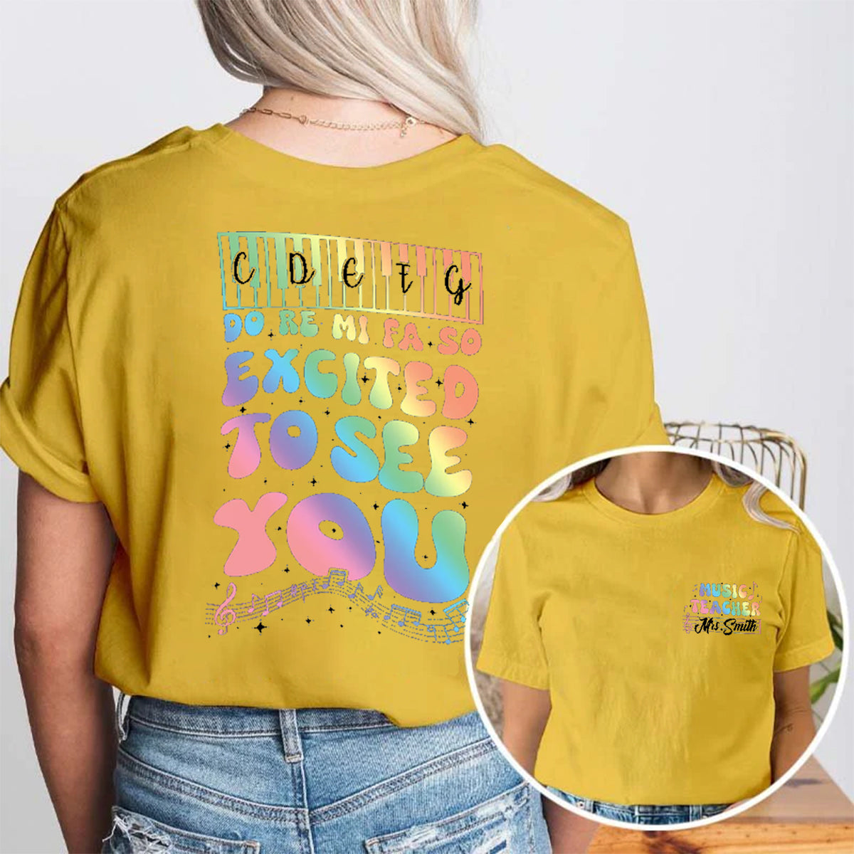 Personalized Name Excited To See You Double Printed T-shirt
