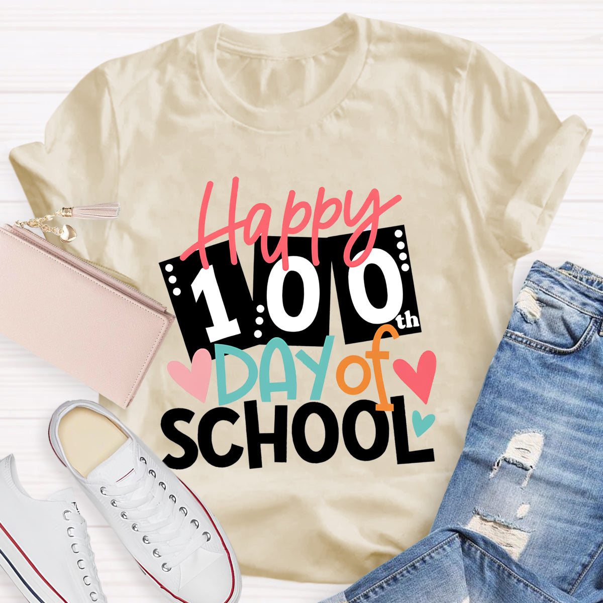 Happy 100th Days Of School Card Teacher T-Shirt