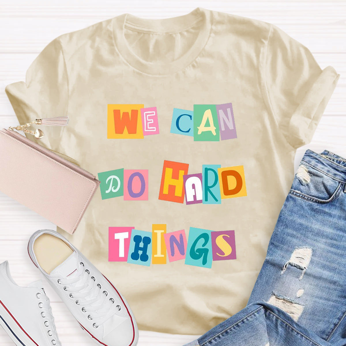 We Can Do Hard Things Color Blocks T-Shirt