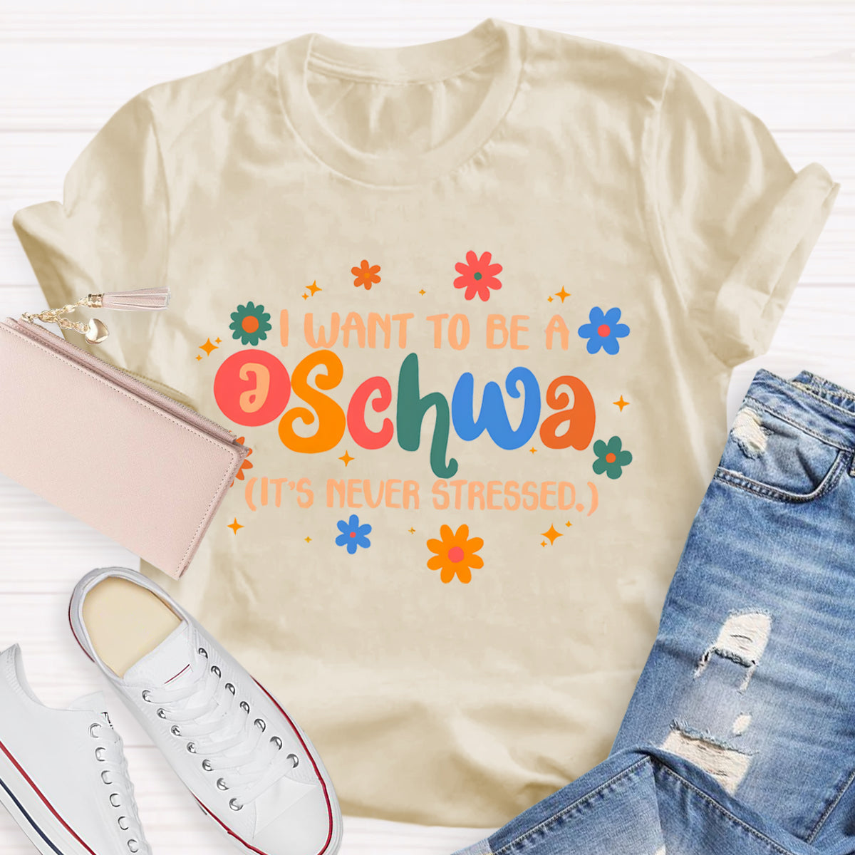 I Want To Be A Schwa It's Never Stressed Floral T-Shirt