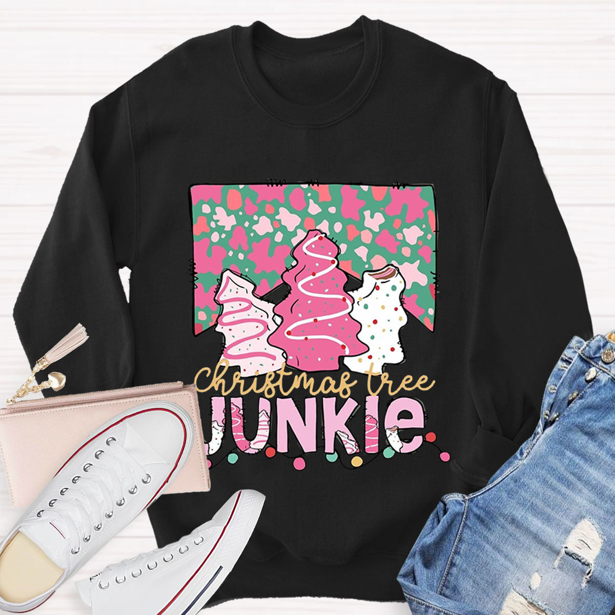 Christmas Tree Junkie Teacher Sweatshirt