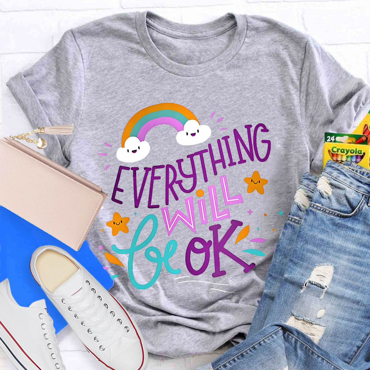 Everything Will Be Ok Rainbow T-Shirt