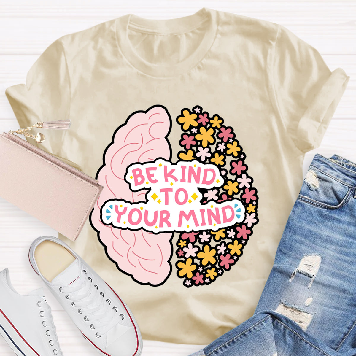 Be Kind To Your Mind Floral Brain T-Shirt