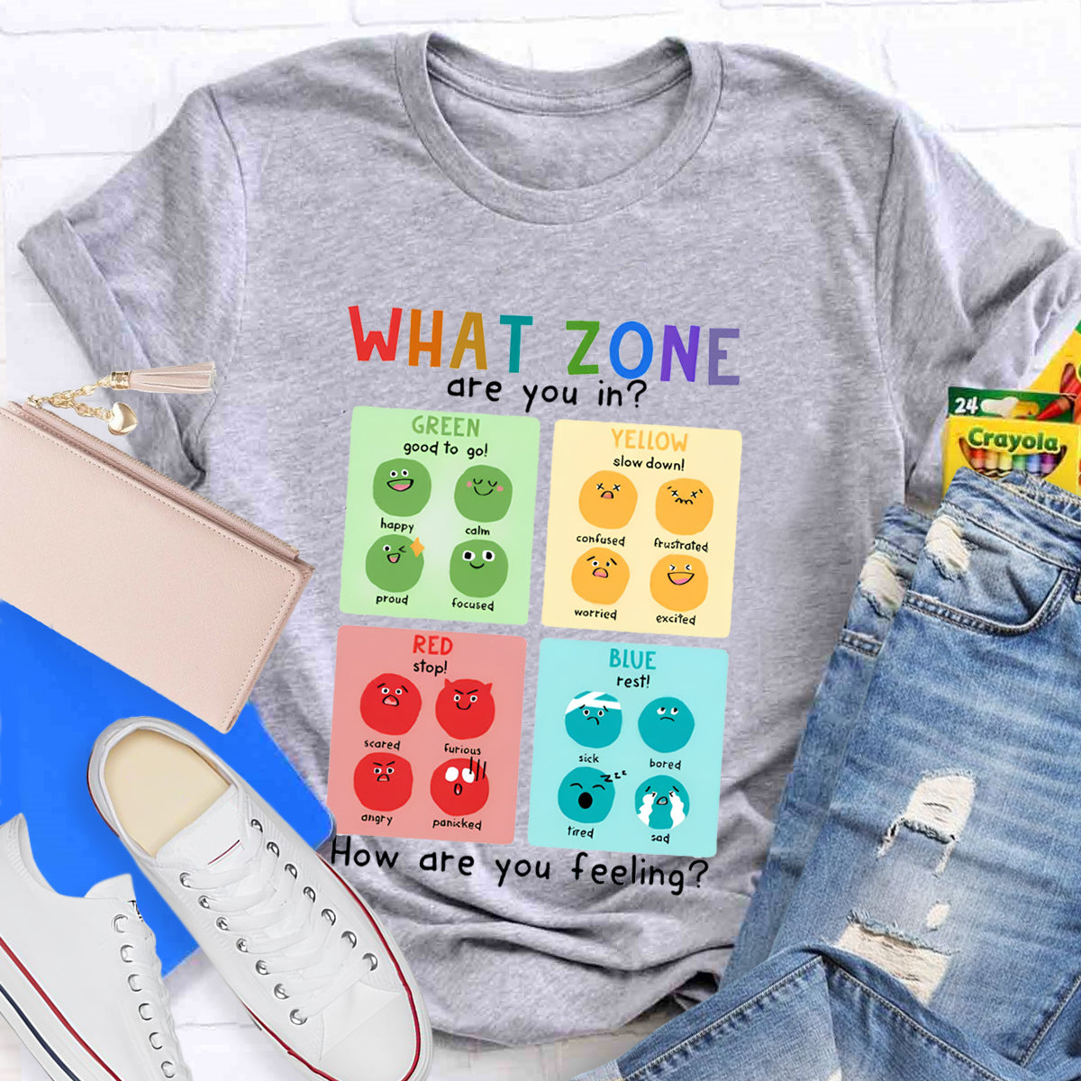 What Zone Are You In Mental Health Therapy Teacher T-Shirt