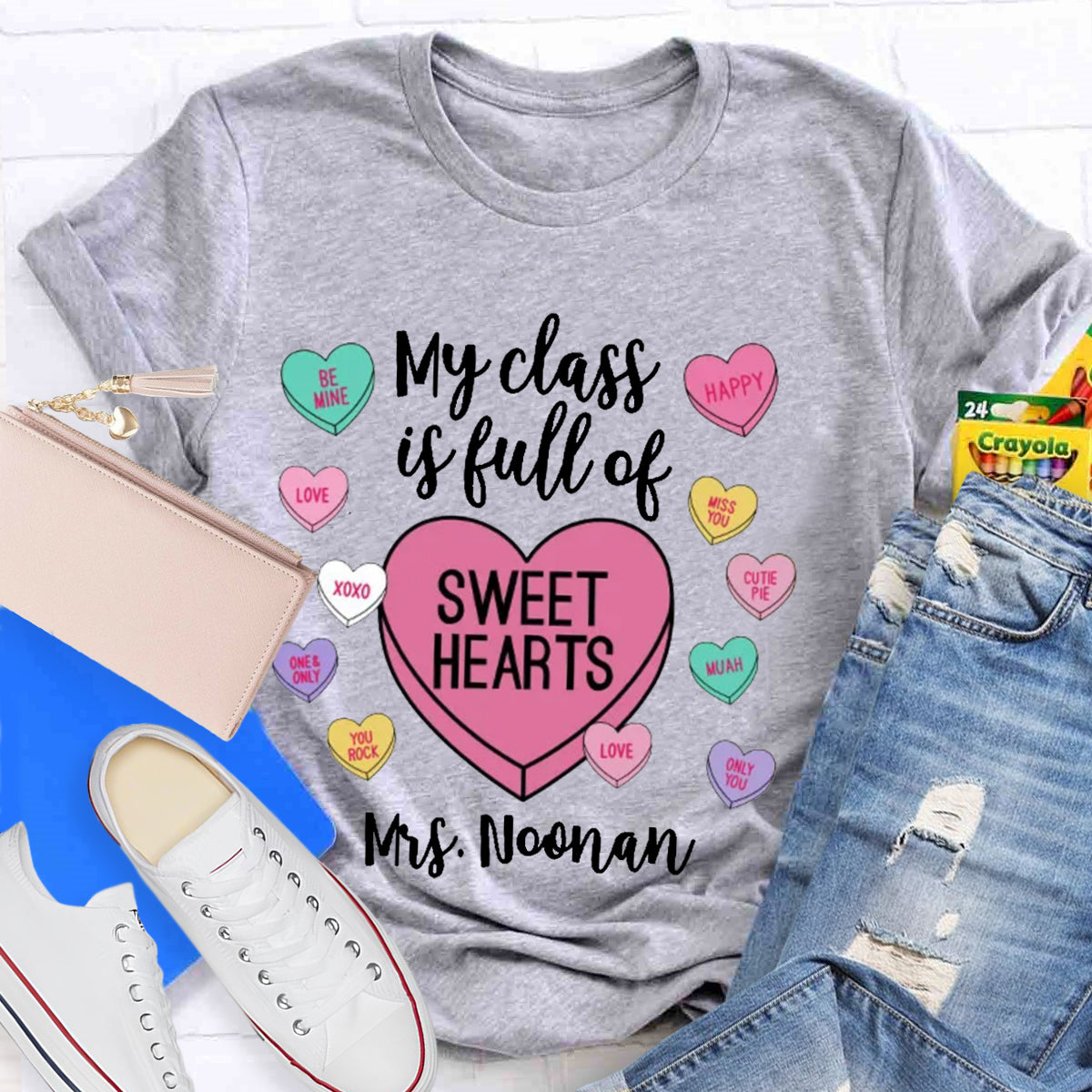 Personalized Name My Class Is Full Of Sweethearts Teacher T-Shirt