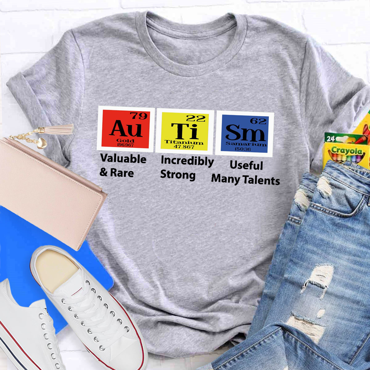 Autism Periodic Table Valuable Incredibly Teacher T-Shirt