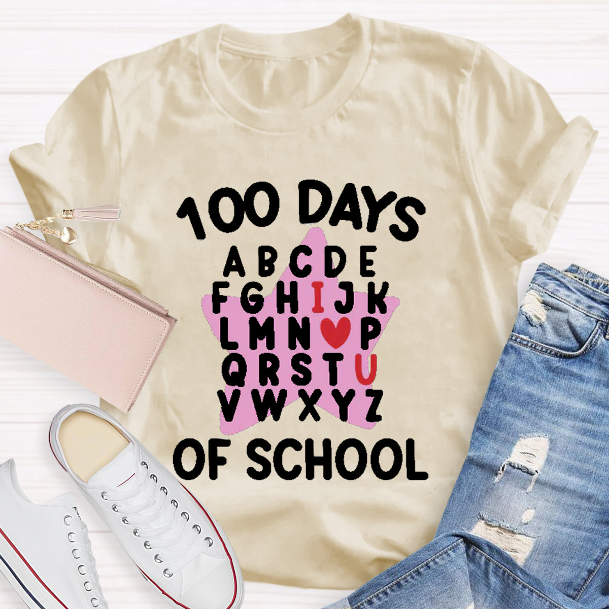 100 Days Of School Star Alphabet Teacher T-Shirt