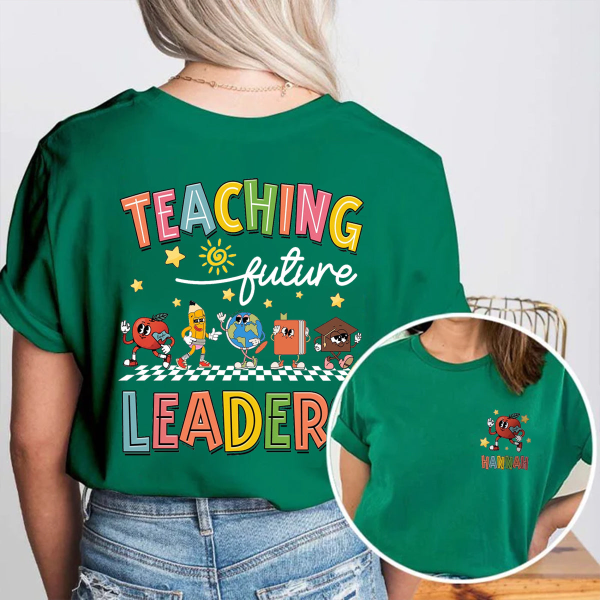 Personalized Name Teaching Future Leaders Double Printed T-shirt