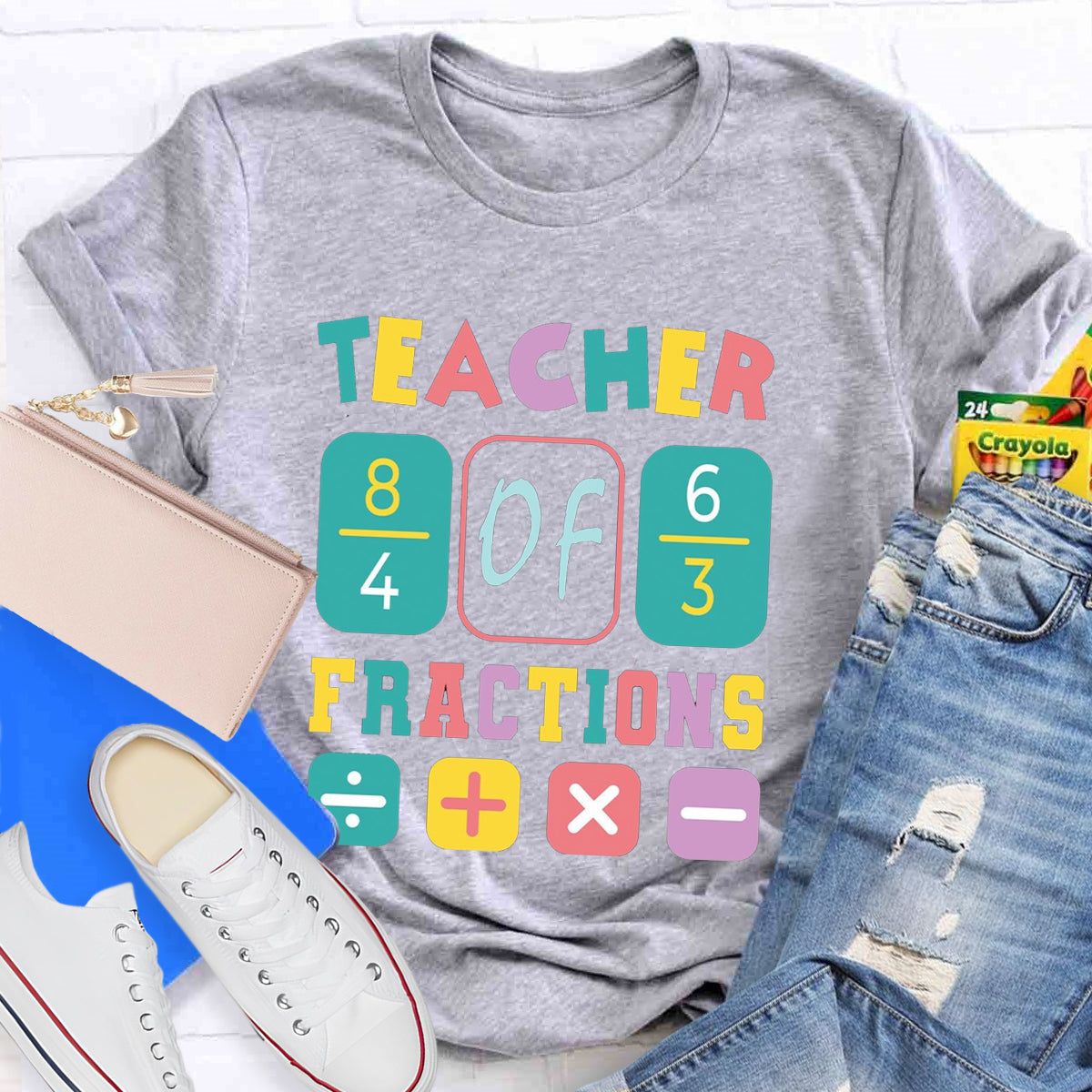 Teacher Fractions Funny Math Teacher T-Shirt