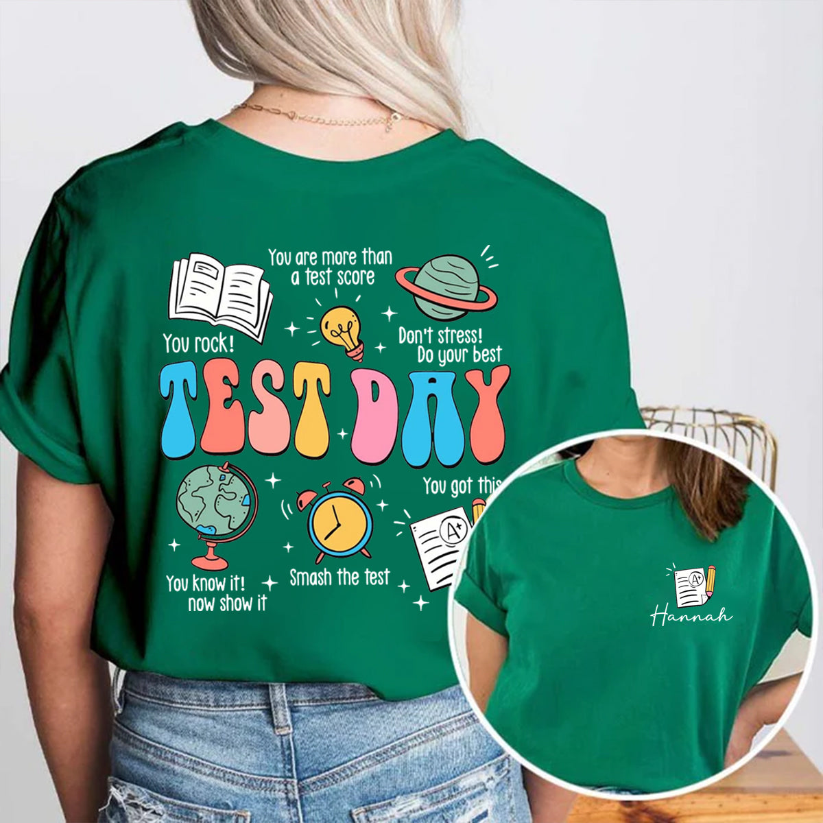 Personalized Name Rock Test Day Double Printed T-shirt