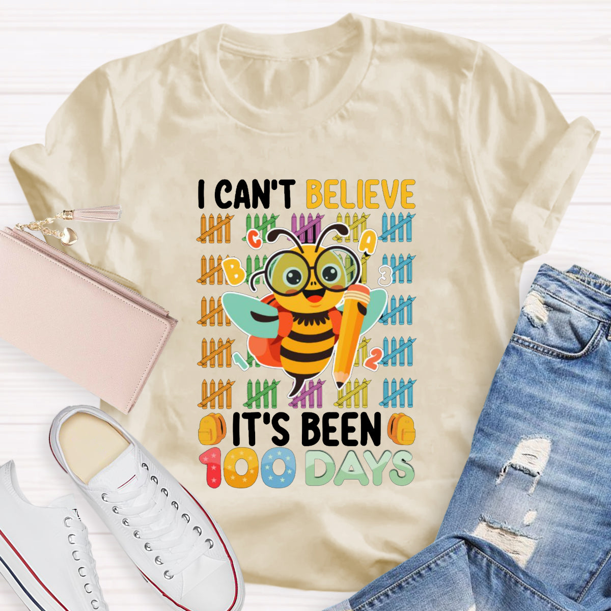 I Can't Believe It'S Been 100 Days Bee Teacher T-Shirt