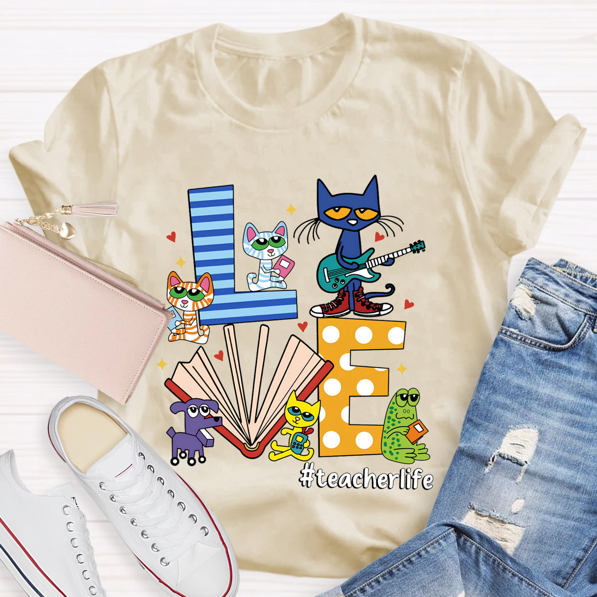 Pete the Cat Love Teacherlife Teacher T-Shirt