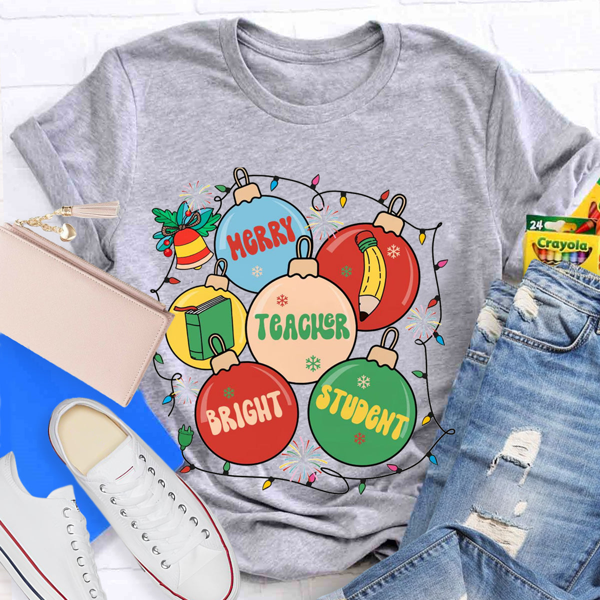 Merry Teacher  Bright Students T-Shirt