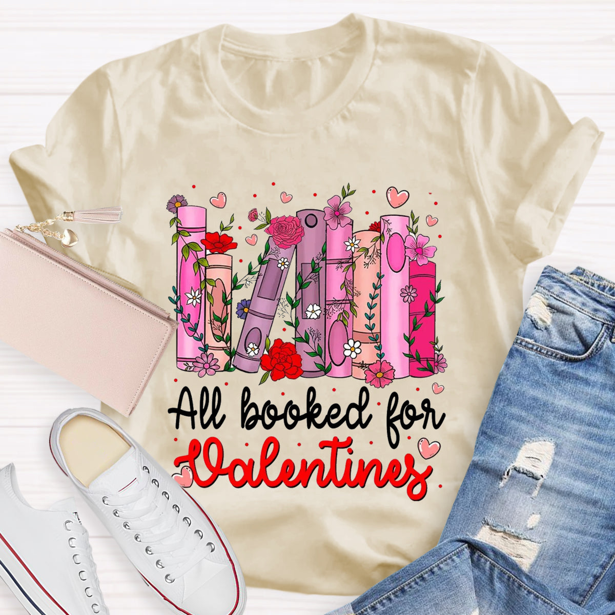 All Booked For Valentines Pink Flower T-Shirt