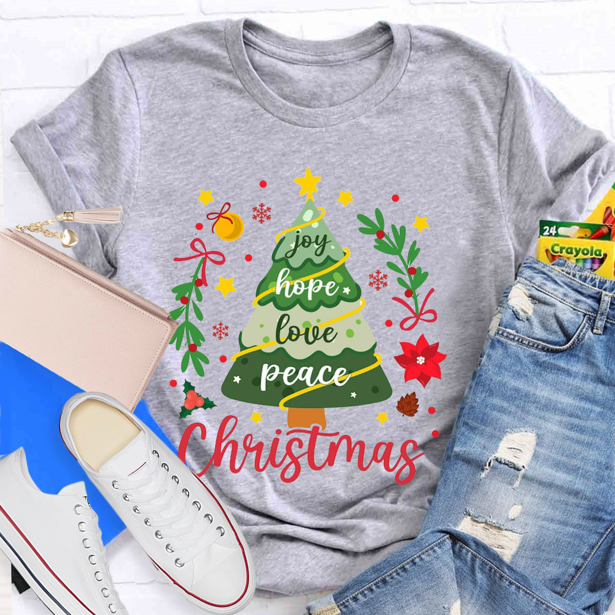 Christmas Tree Joy Hope Love Peace T-Shirt