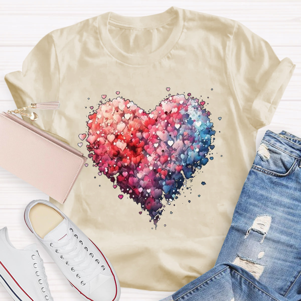 Valentine's Day Beautiful Watercolor Heart T-Shirt