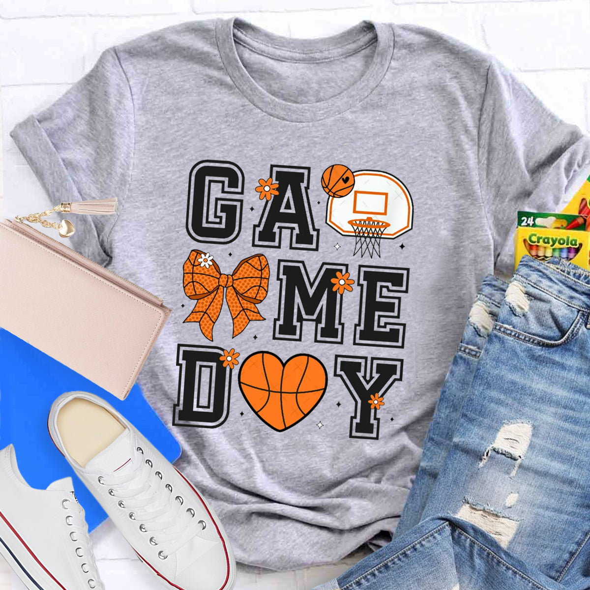 Game Day Bow Basketball T-Shirt