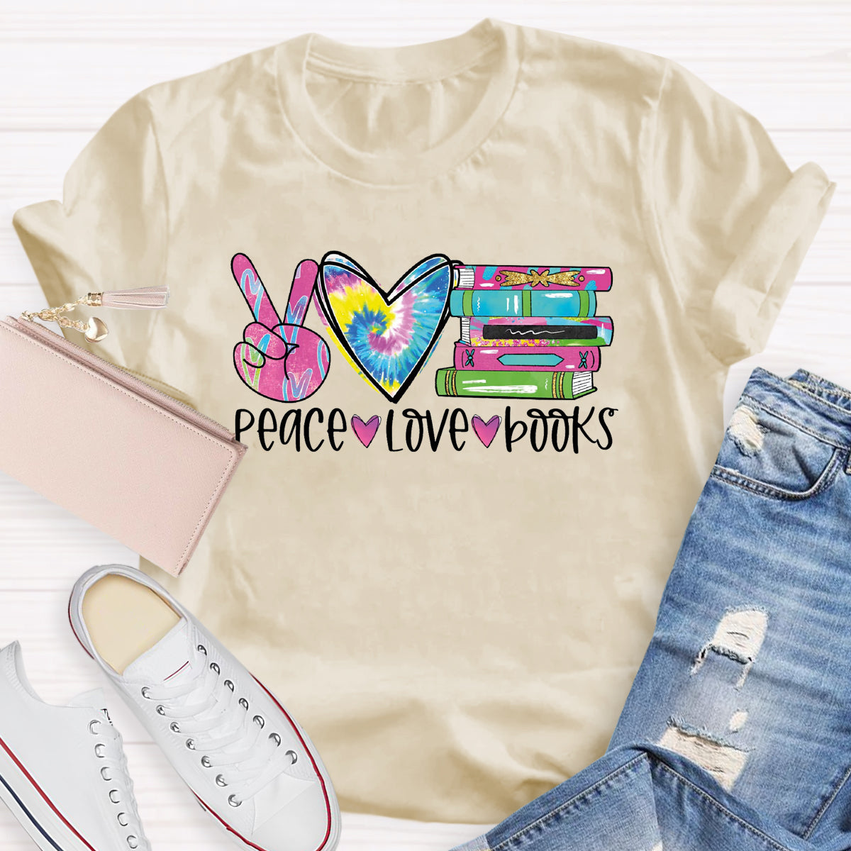 Peace Love Books T-Shirt