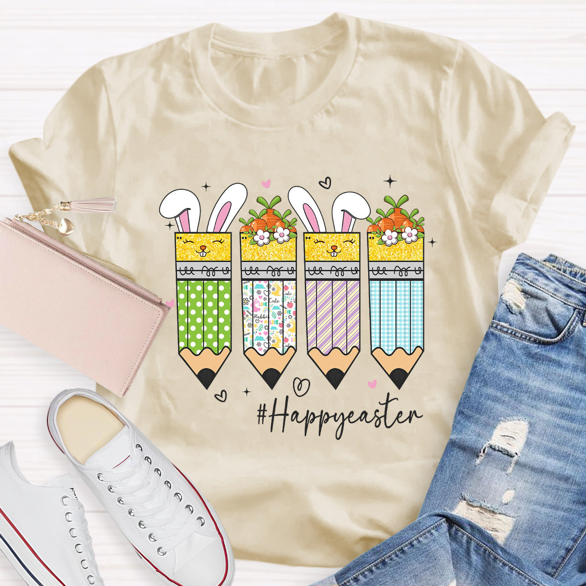 Happy Easter Pencil Teacher T-Shirt