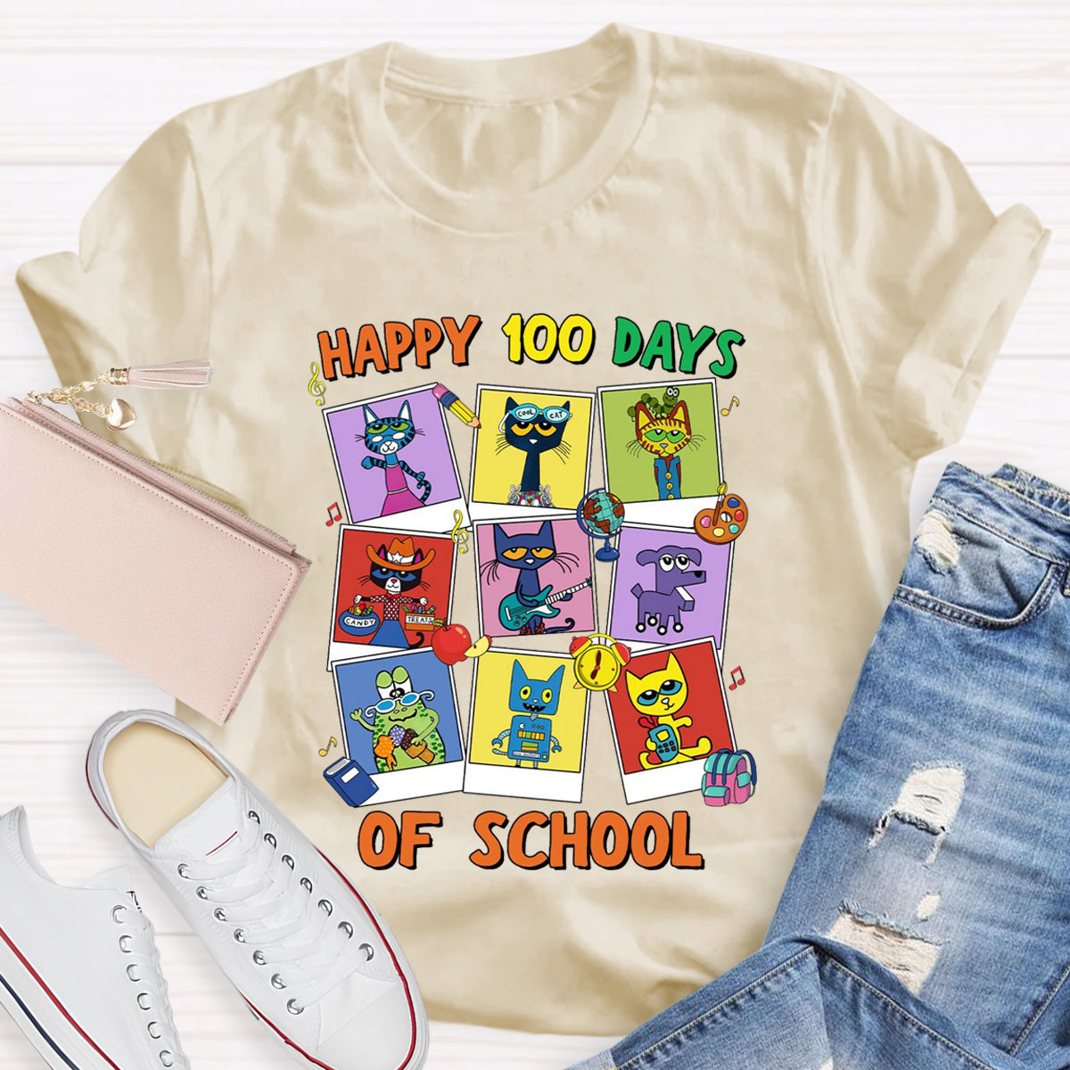 Pete The Cat Happy 100 Day Of School T-Shirt