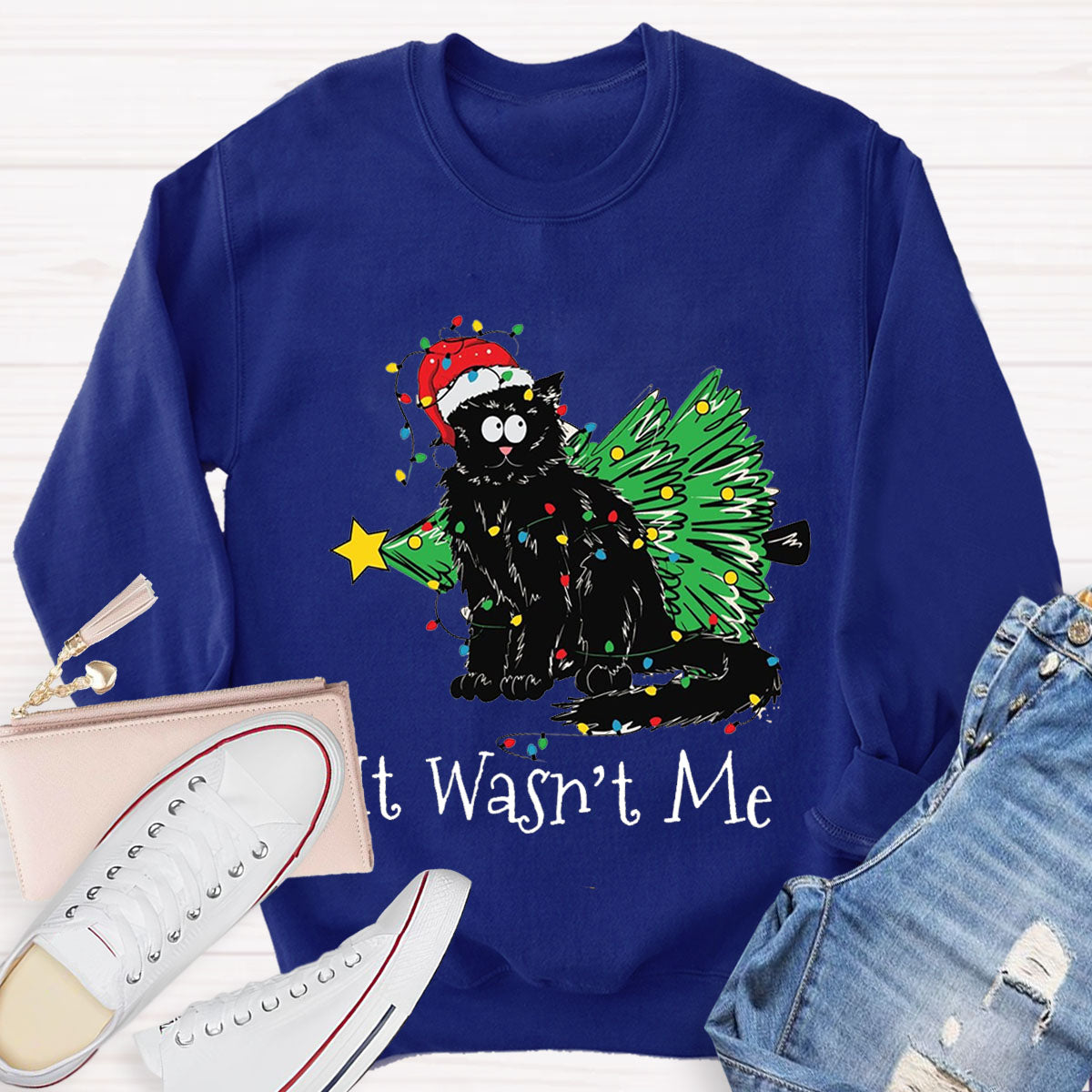 It Wasn't Me Christmas Cute Cat Sweatshirt