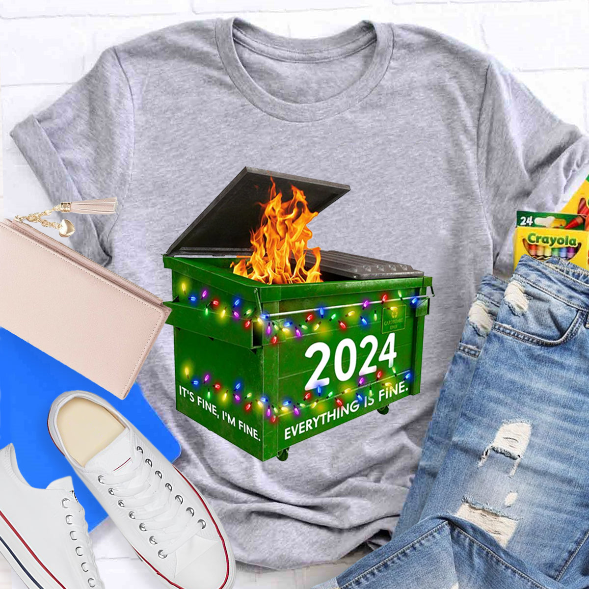 Everything Is Fine Funny Dumpster Fine Christmas T-Shirt