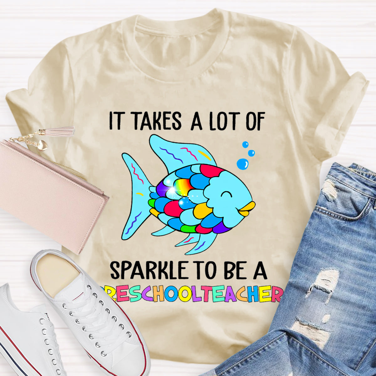 Personalized Grade It Takes A Lot Of Sparkle To Be A Preschool Teacher T-Shirt