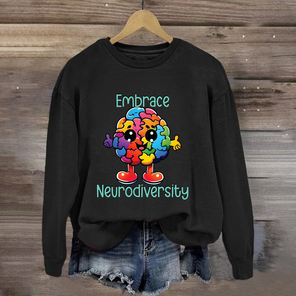 Embrace Neurodiversity Colorful BrainSweatshirt