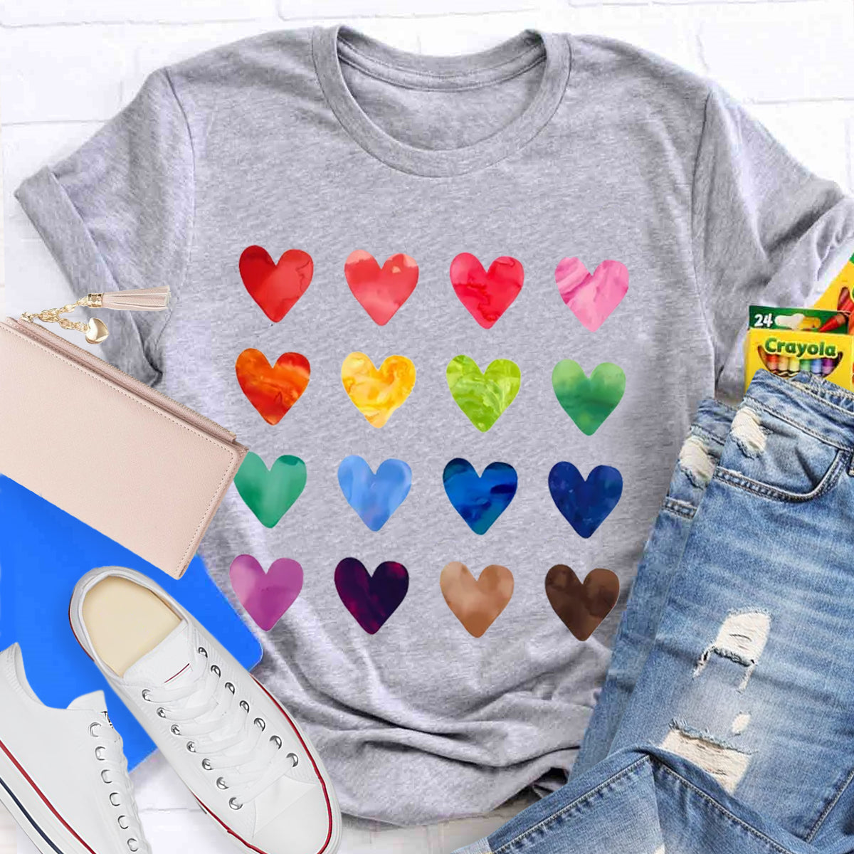 Colorful Love Combination Teacher T-Shirt