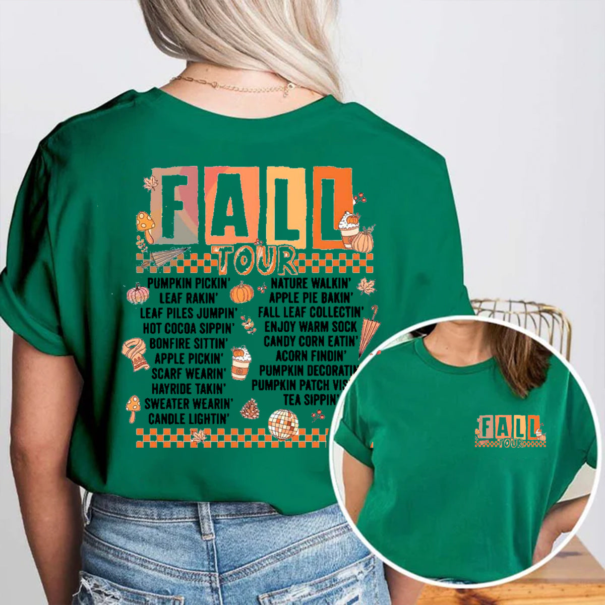 Fall Tour Pumpkin Gardening Double Printed T-shirt