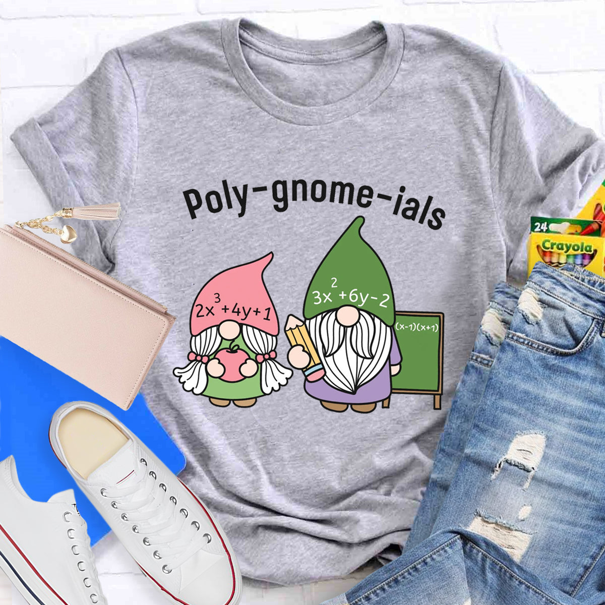 Funny Math Teacher Poly-gnome-ials Funny Gnome T-Shirt