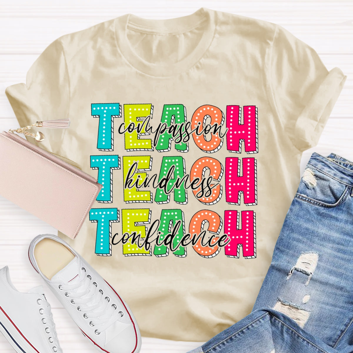 Compassion Kindness Confidence Teacher T-Shirt