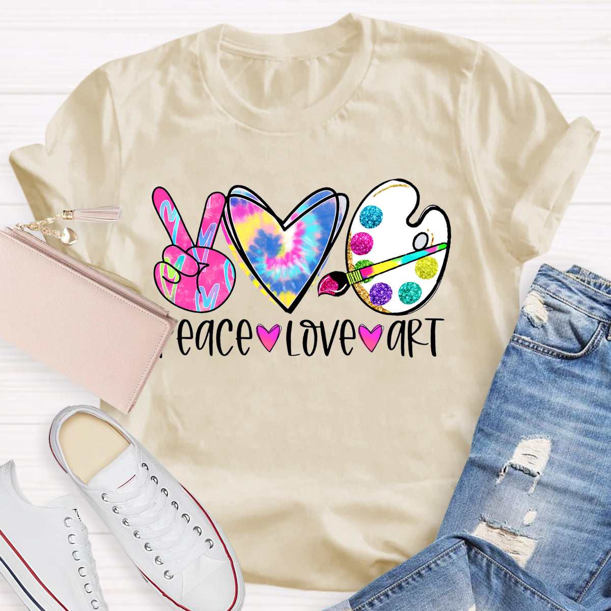 Peace Love Art Teacher T-shirt